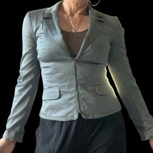 snatched pristine steel Armani jacket with notched details